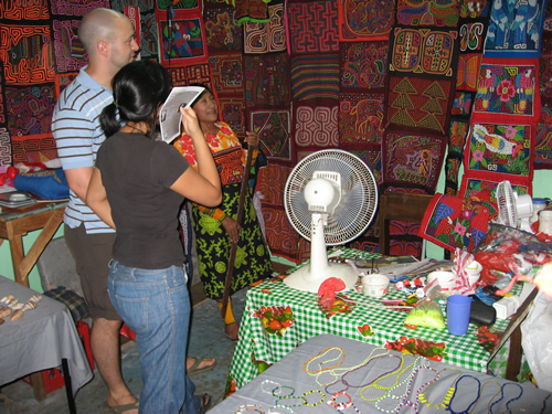 Shopping for Mola in Panama